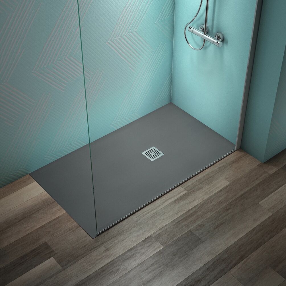 Lifestyle image of Ideal Standard Ultraflat S+ Concrete Grey 1400 x 800mm Stone Resin Shower Tray